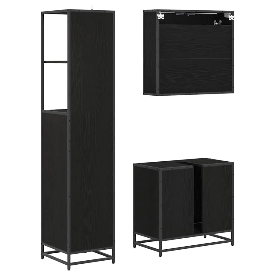 Ensemble de mobilier de salle de bain 3 pcs Chêne noir - 7