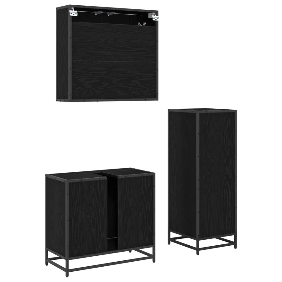 Ensemble de mobilier de salle de bain 3 pcs Chêne noir - 8