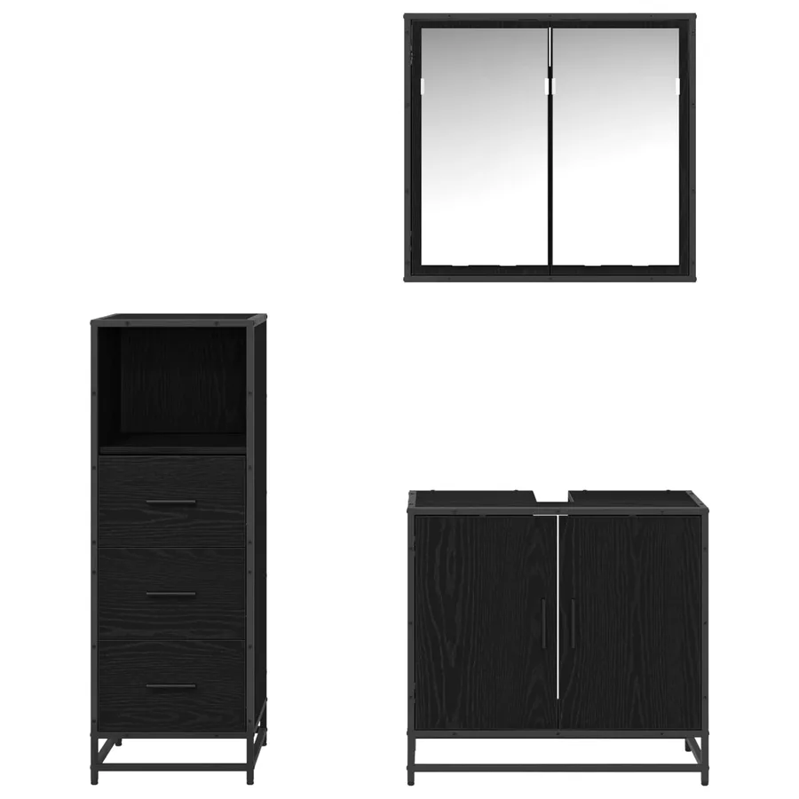 Ensemble de mobilier de salle de bain 3 pcs Chêne noir - 9