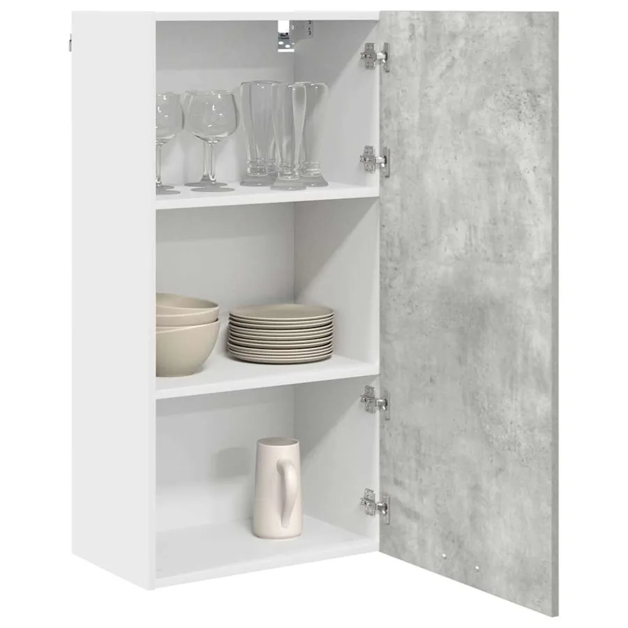 Armoire suspendue Gris béton et Blanc 50 x 31 x 100 cm - 3