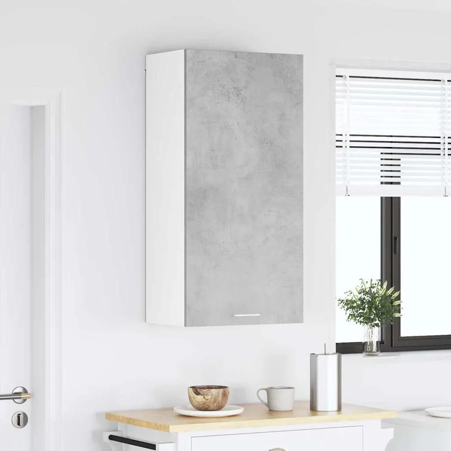 Armoire suspendue Gris béton et Blanc 50 x 31 x 100 cm - 4