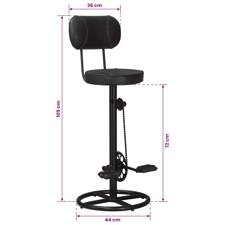 Tabourets de bar lot de 2 noir cuir de chèvre véritable - 11