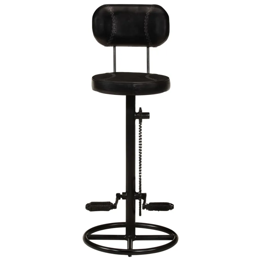 Tabourets de bar lot de 2 noir cuir de chèvre véritable - 3