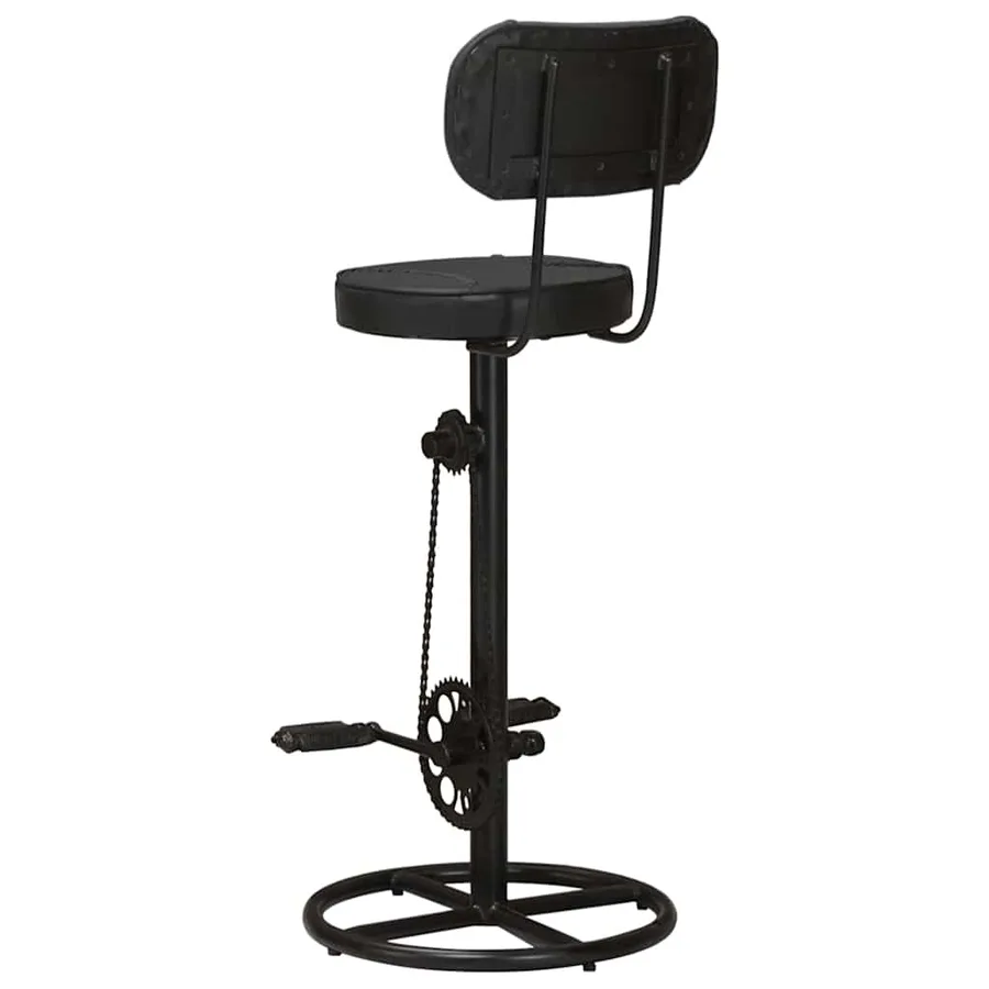 Tabourets de bar lot de 2 noir cuir de chèvre véritable - 5