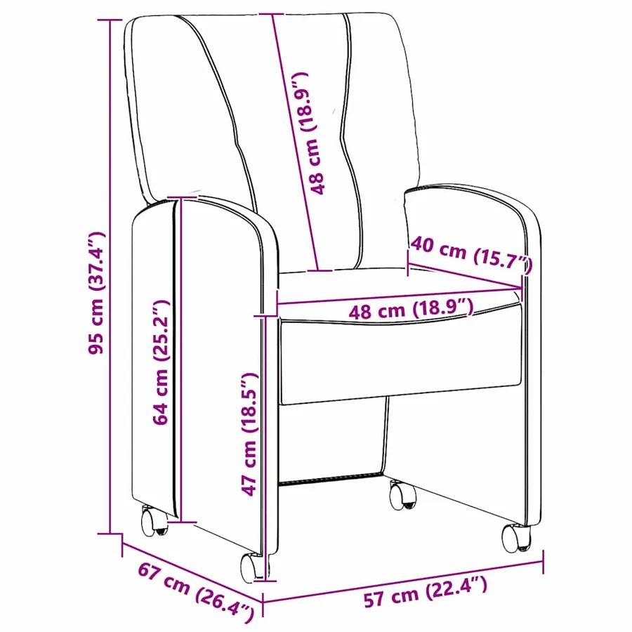 Chaises de Salle à Manger avec Roues 2 pcs Vert foncé tissu - 11