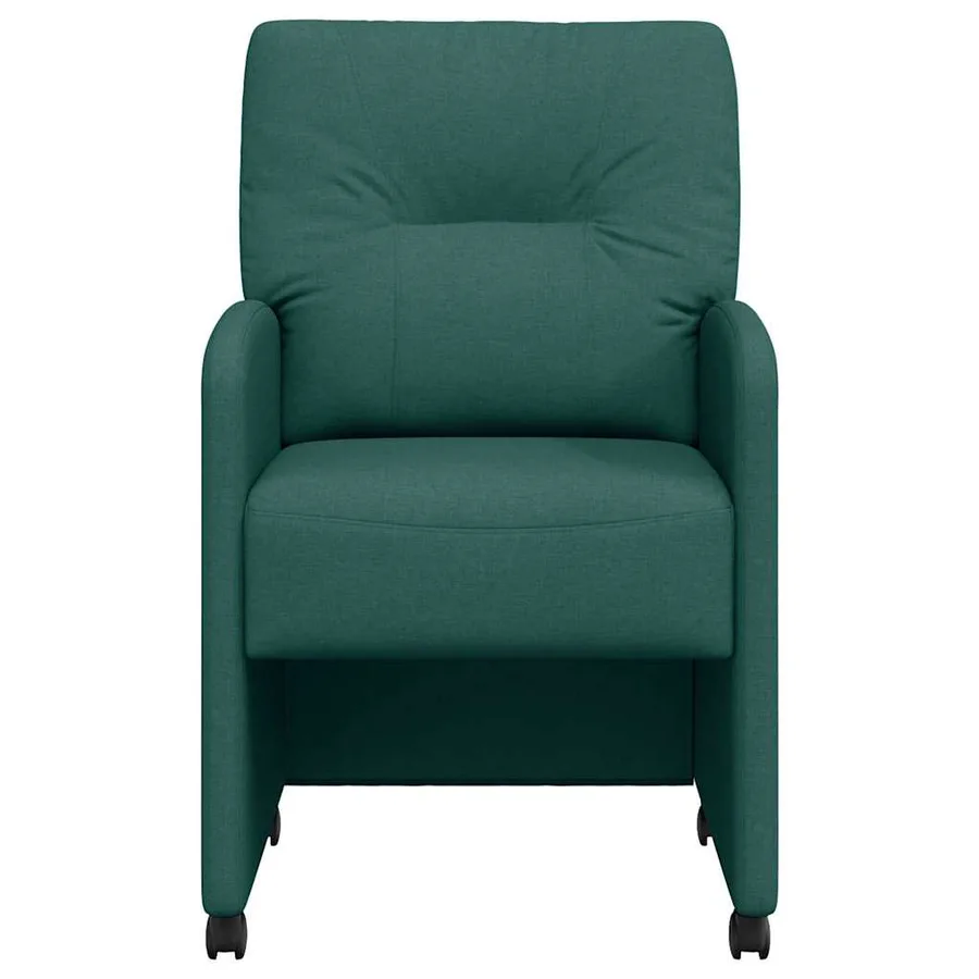 Chaises de Salle à Manger avec Roues 2 pcs Vert foncé tissu - 4