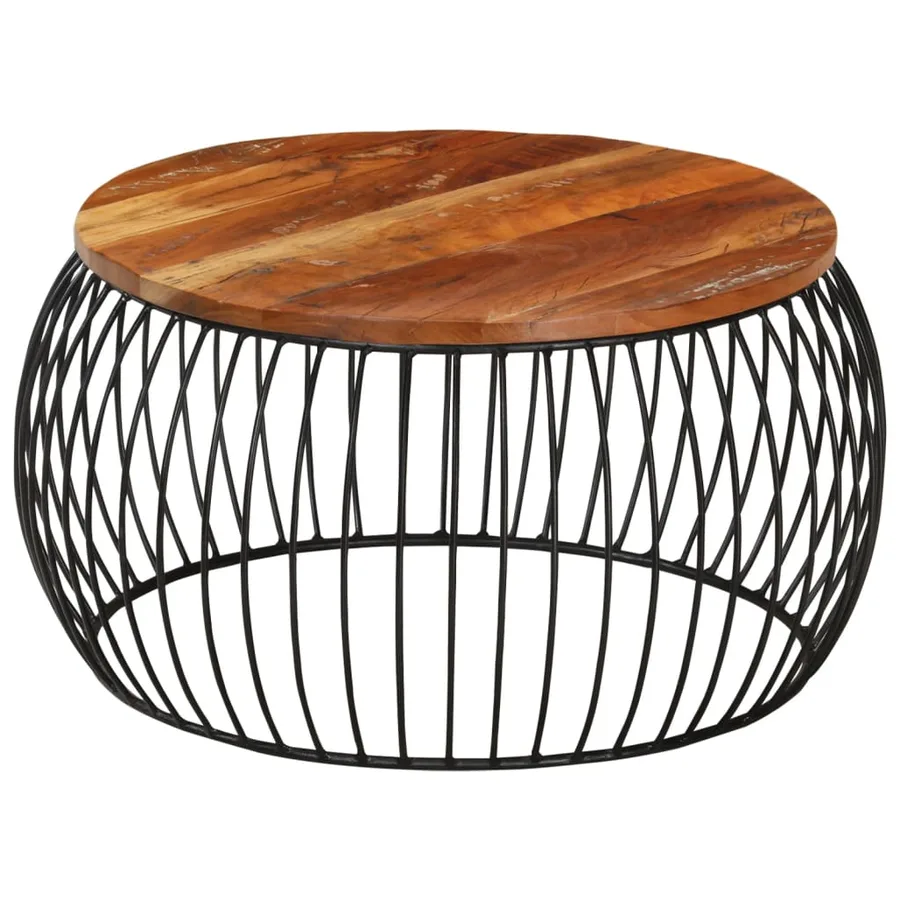 Table basse Ø68 cm Bois de récupération solide - 9