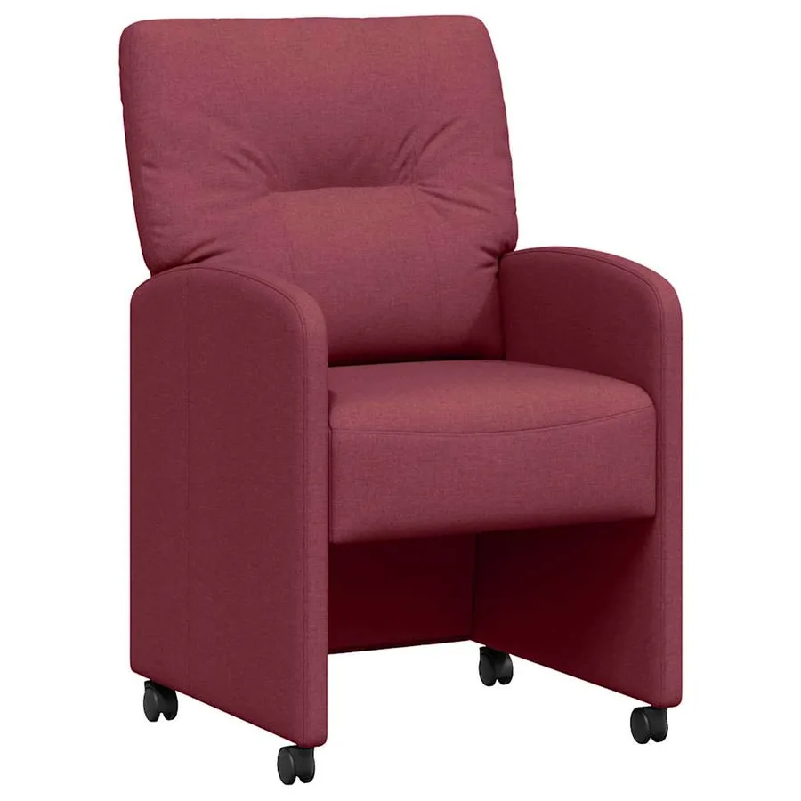 Chaises de Salle à Manger avec Roues 2 pcs Bordeaux tissu - 2
