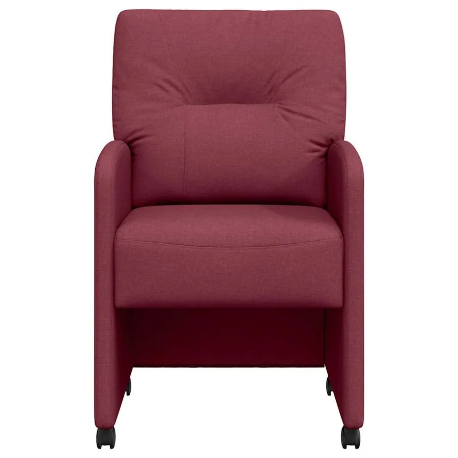 Chaises de Salle à Manger avec Roues 2 pcs Bordeaux tissu - 4