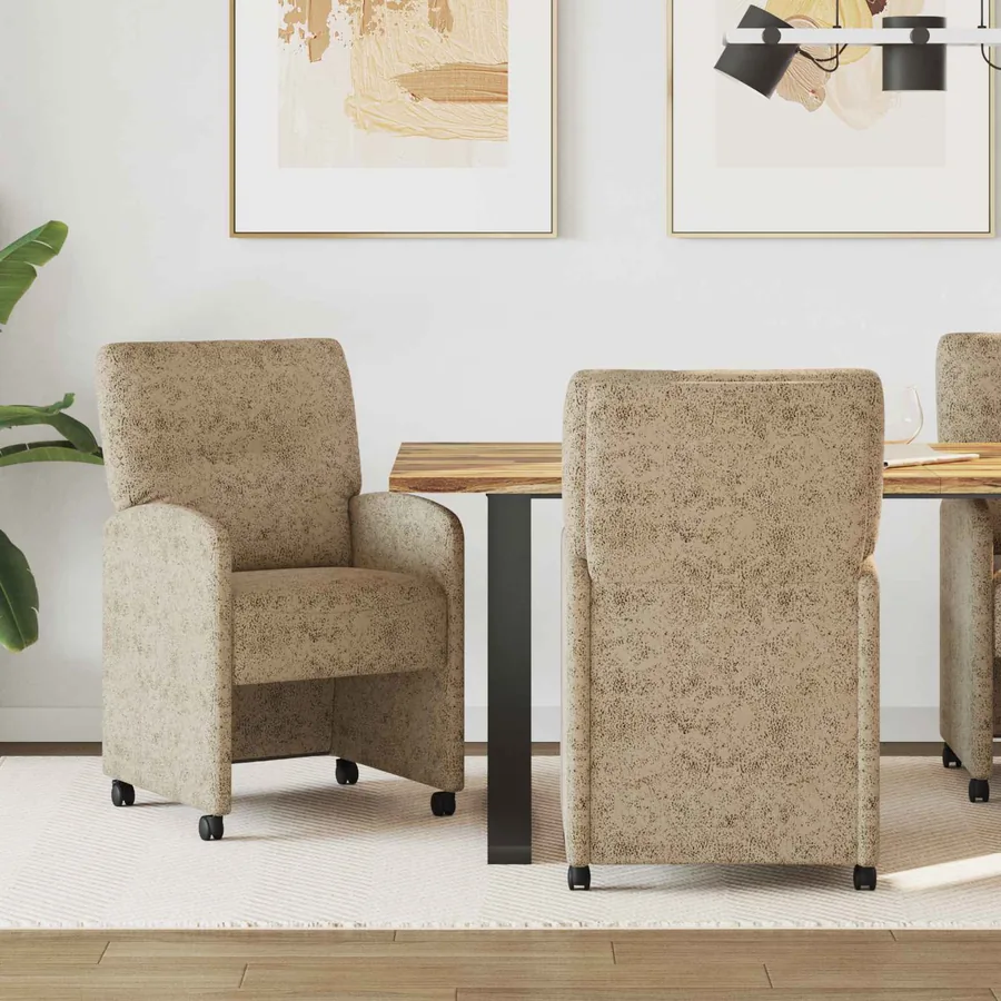 Chaises de Salle à Manger avec Roues 2 pcs Gris clair