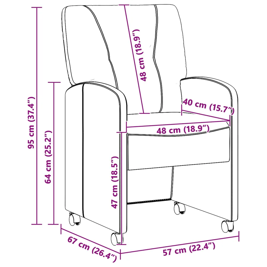 Chaises de Salle à Manger avec Roues 2 pcs Gris clair - 11