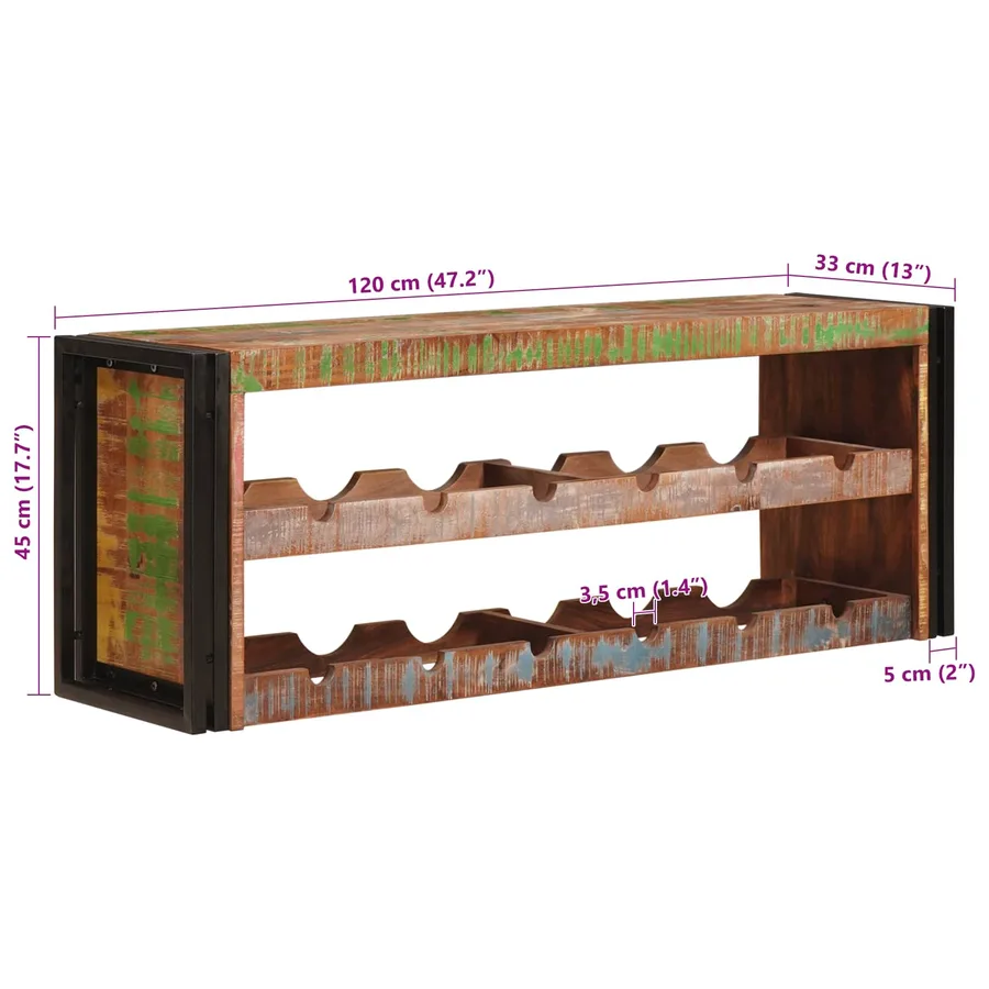 Étagère à vin Marron 120 x 45 x 33 cm Bois récupéré massif - 11