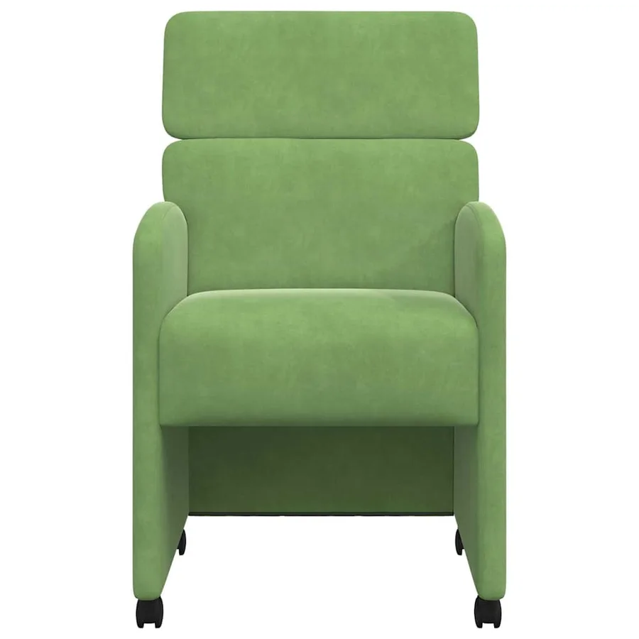 Chaises de Salle à Manger avec Roues 2 pcs Vert clair Velours - 4