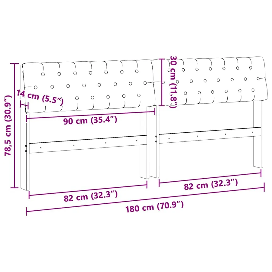 Tête de lit capitonnée Gris foncé 180 cm Pin massif - 11