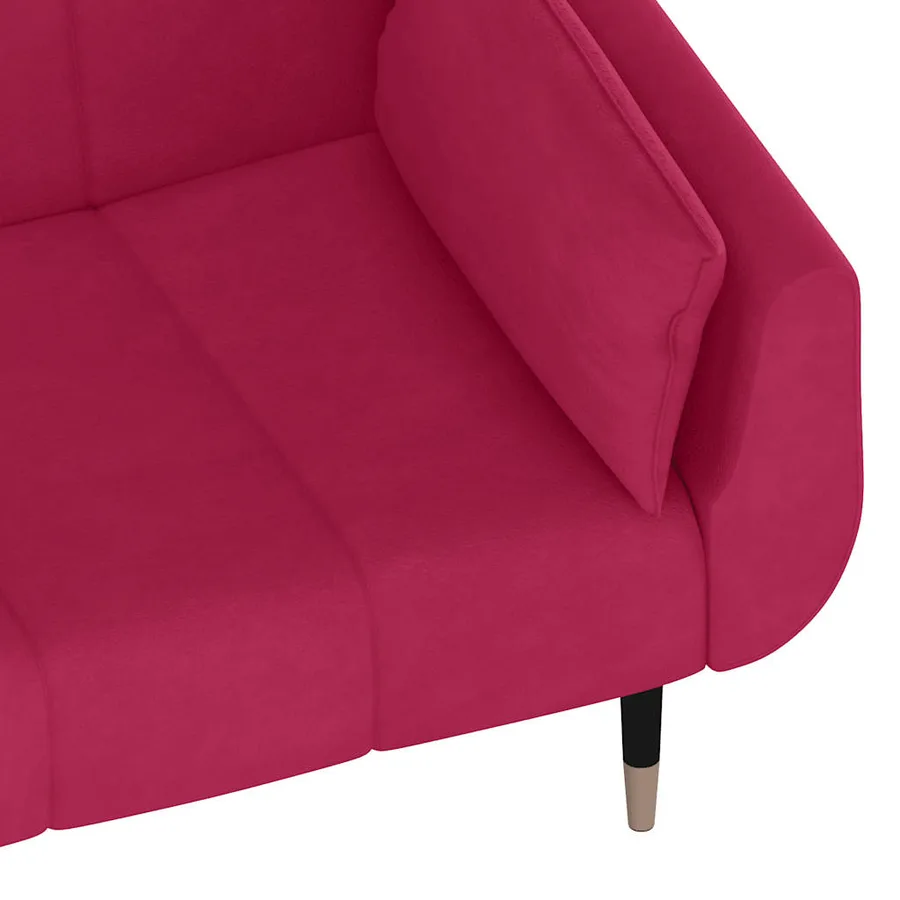 Canapé-lit à 2 places et deux oreillers Rouge bordeaux Velours - 10