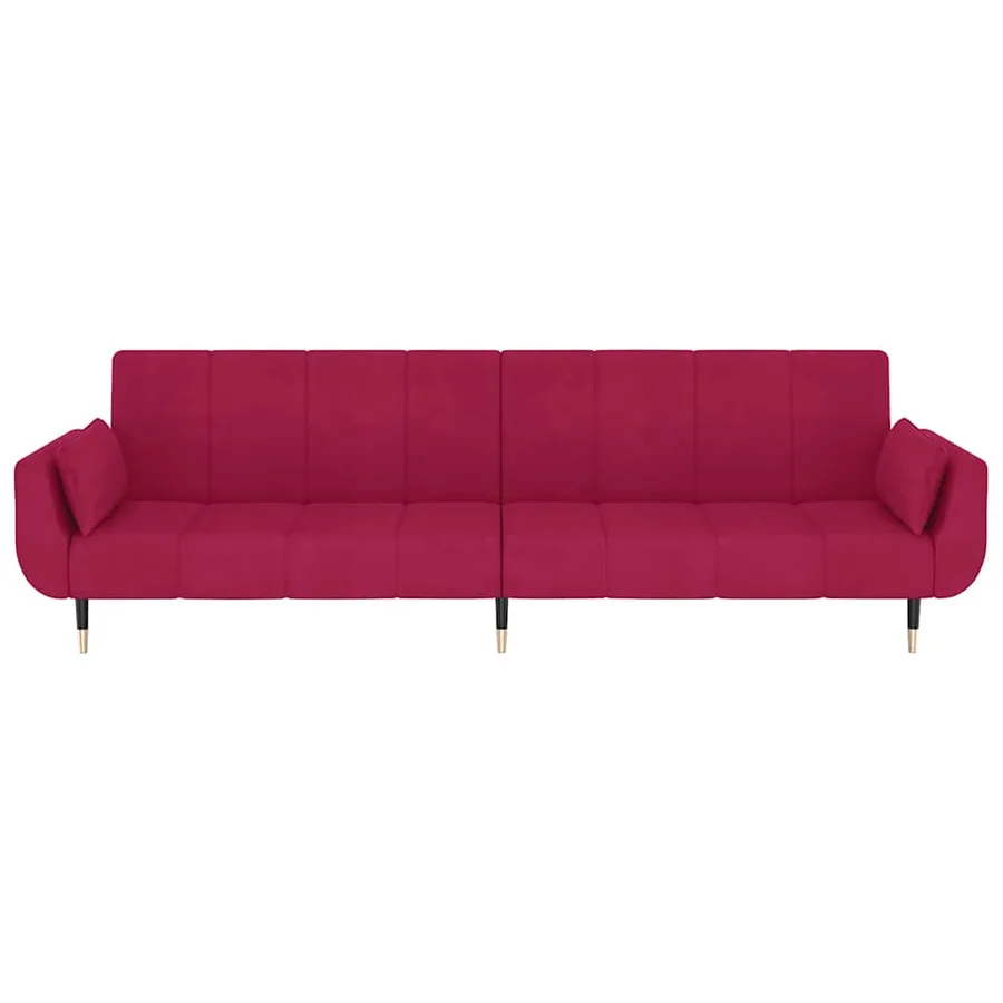 Canapé-lit à 2 places et deux oreillers Rouge bordeaux Velours - 5