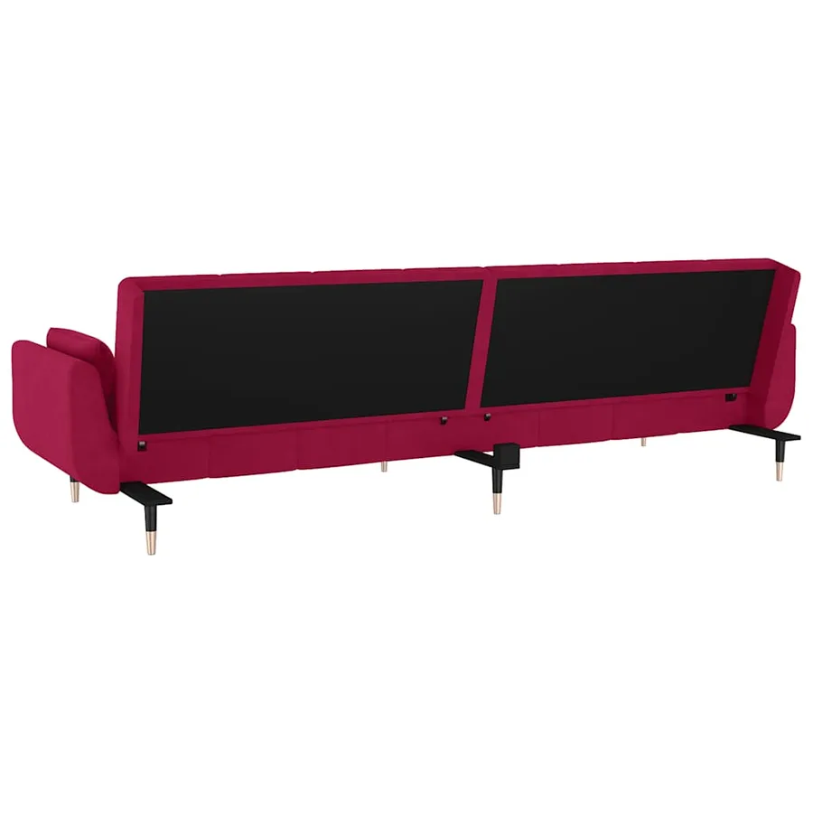 Canapé-lit à 2 places et deux oreillers Rouge bordeaux Velours - 8