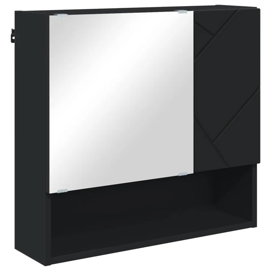 Armoire Miroir Noir 59 x 17 x 55 cm Bois d'ingénierie - 2