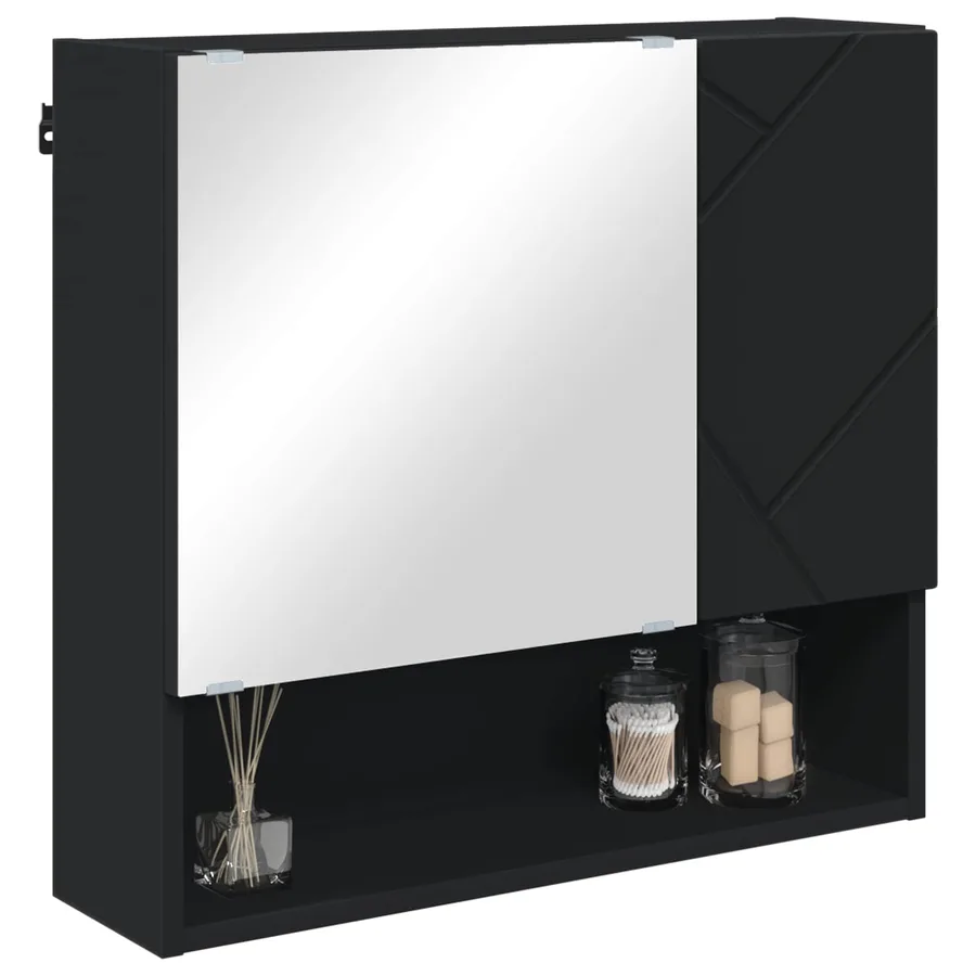 Armoire Miroir Noir 59 x 17 x 55 cm Bois d'ingénierie - 3