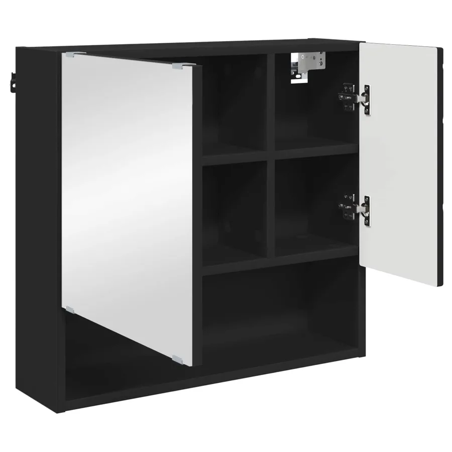 Armoire Miroir Noir 59 x 17 x 55 cm Bois d'ingénierie - 5