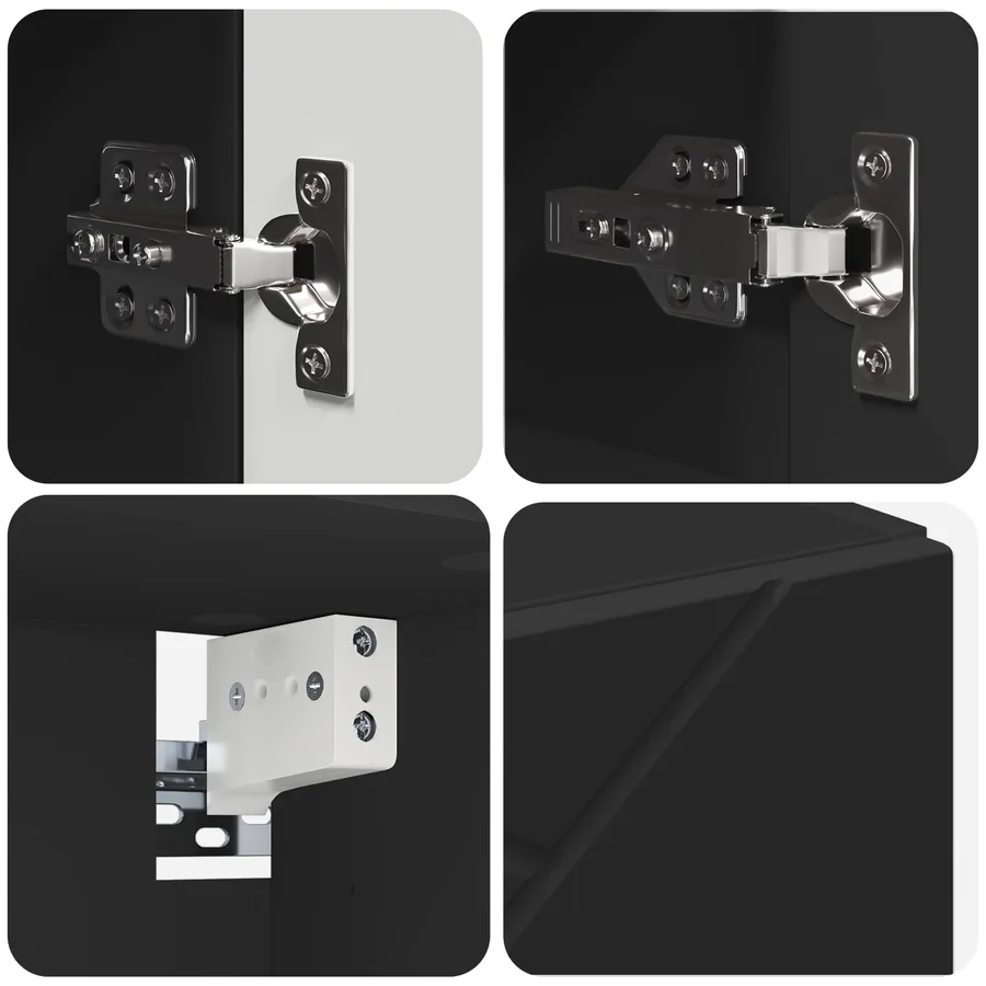 Armoire Miroir Noir 59 x 17 x 55 cm Bois d'ingénierie - 9