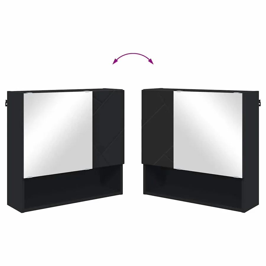 Ensemble de mobilier de salle de bain Montage mural 4 pcs Noir - 12