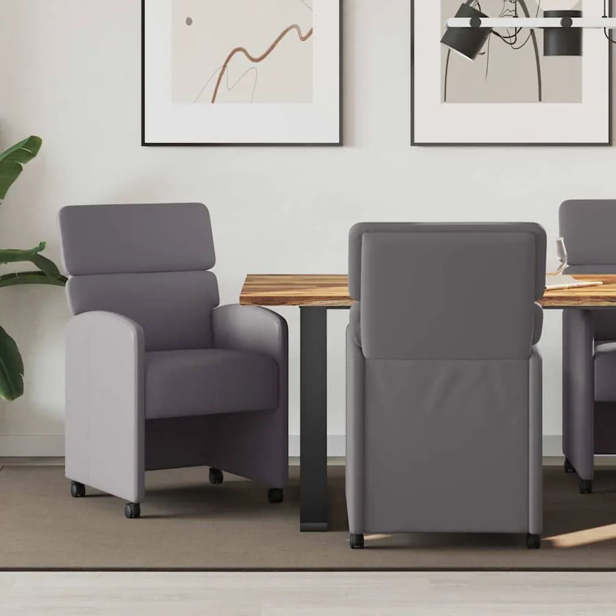 Chaises de Salle à Manger avec Roues 2 pcs Gris 58 x 65 x 98 cm