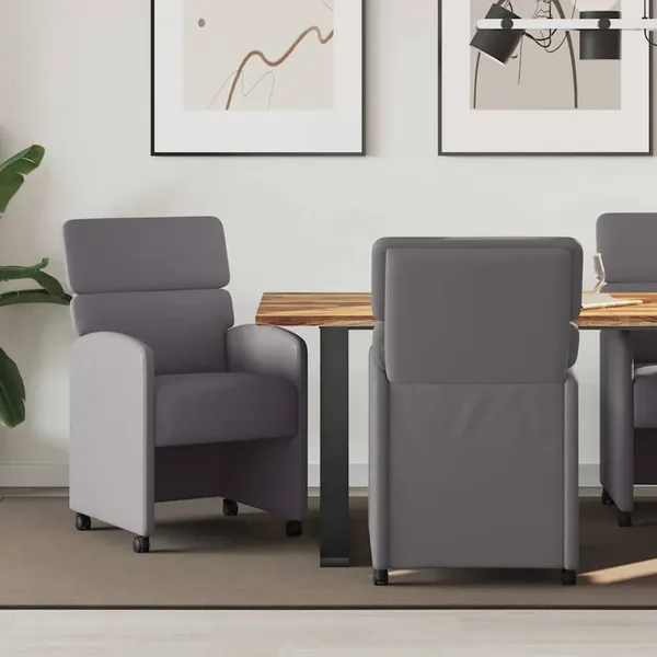 Chaises de Salle à Manger avec Roues 2 pcs Gris 58 x 65 x 98 cm