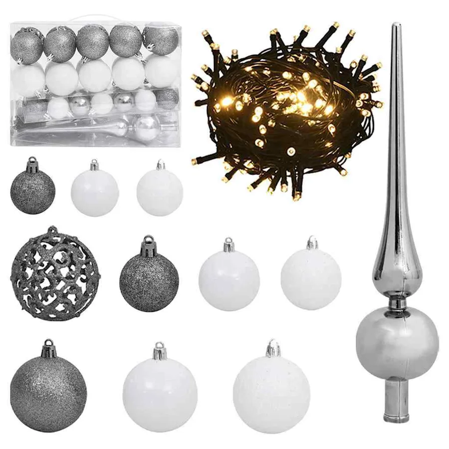 Sapin de Noël artificiel pré-éclairé avec set de boules 120 cm - 7