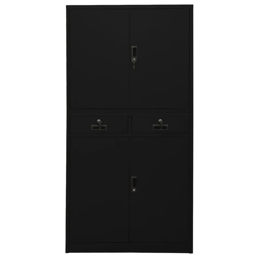 Armoire de bureau Noir 90x40x180 cm Acier - 2
