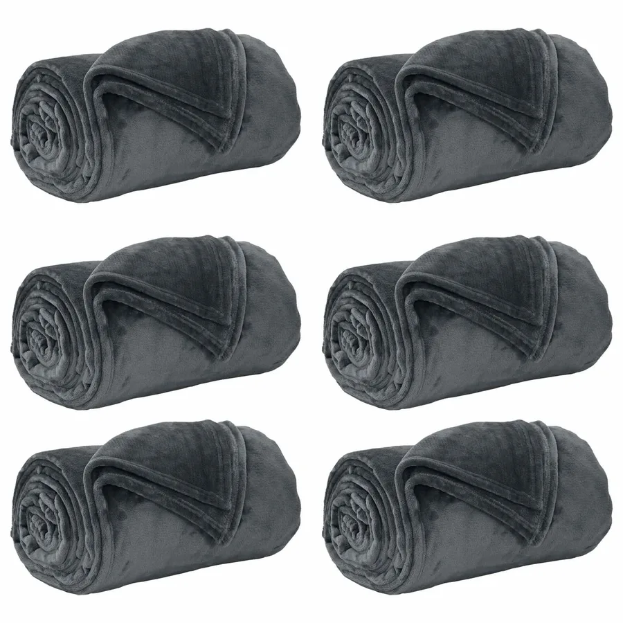 Couvertures à jeter 6 pcs Gris foncé 220 x 240 cm Toison - 2