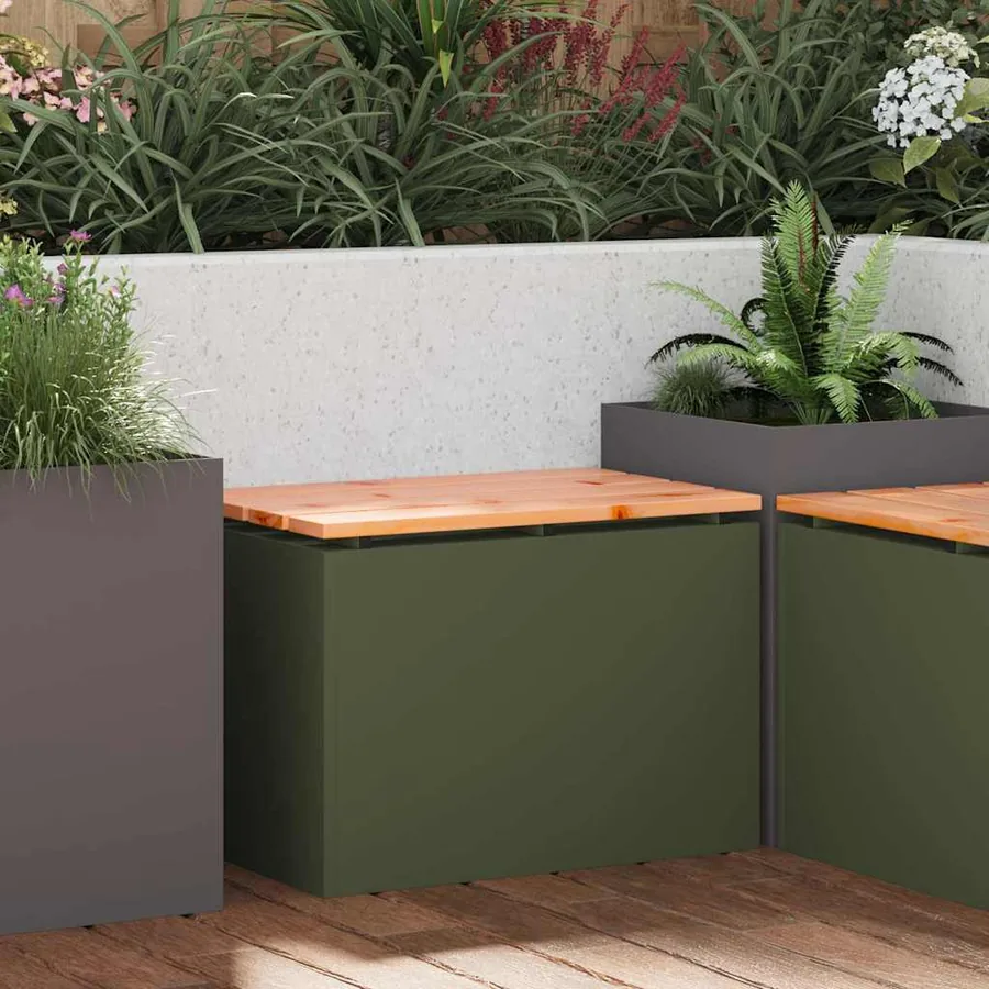 Banc de jardin Vert olive 60 x 40 x 43 cm Acier