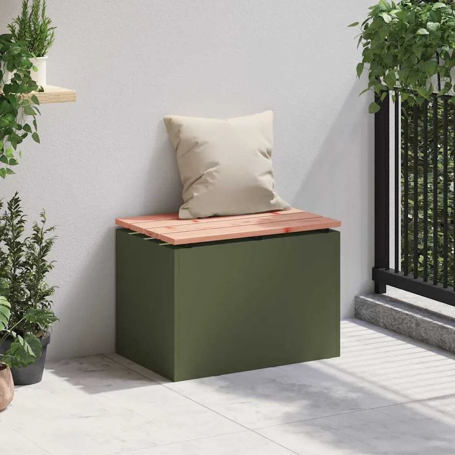 Banc de jardin Vert olive 60 x 40 x 43 cm Acier - 3