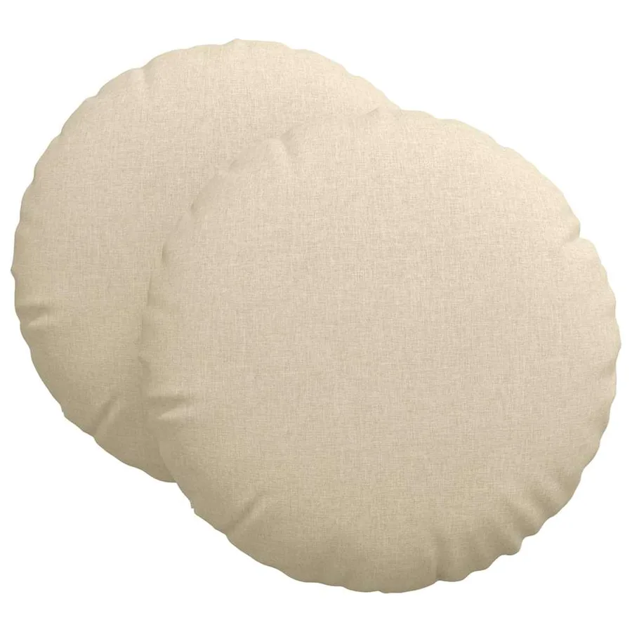 Coussins de siège 2 pcs Crème Ø80 x 29 cm tissu - 2