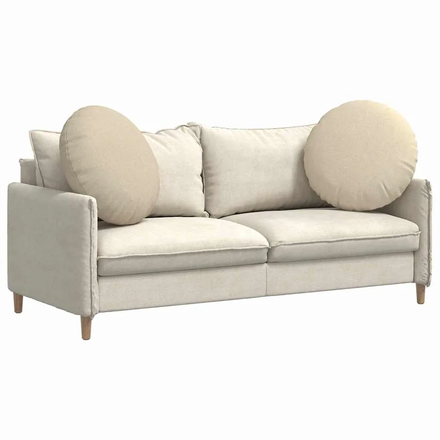 Coussins de siège 2 pcs Crème Ø80 x 29 cm tissu - 3