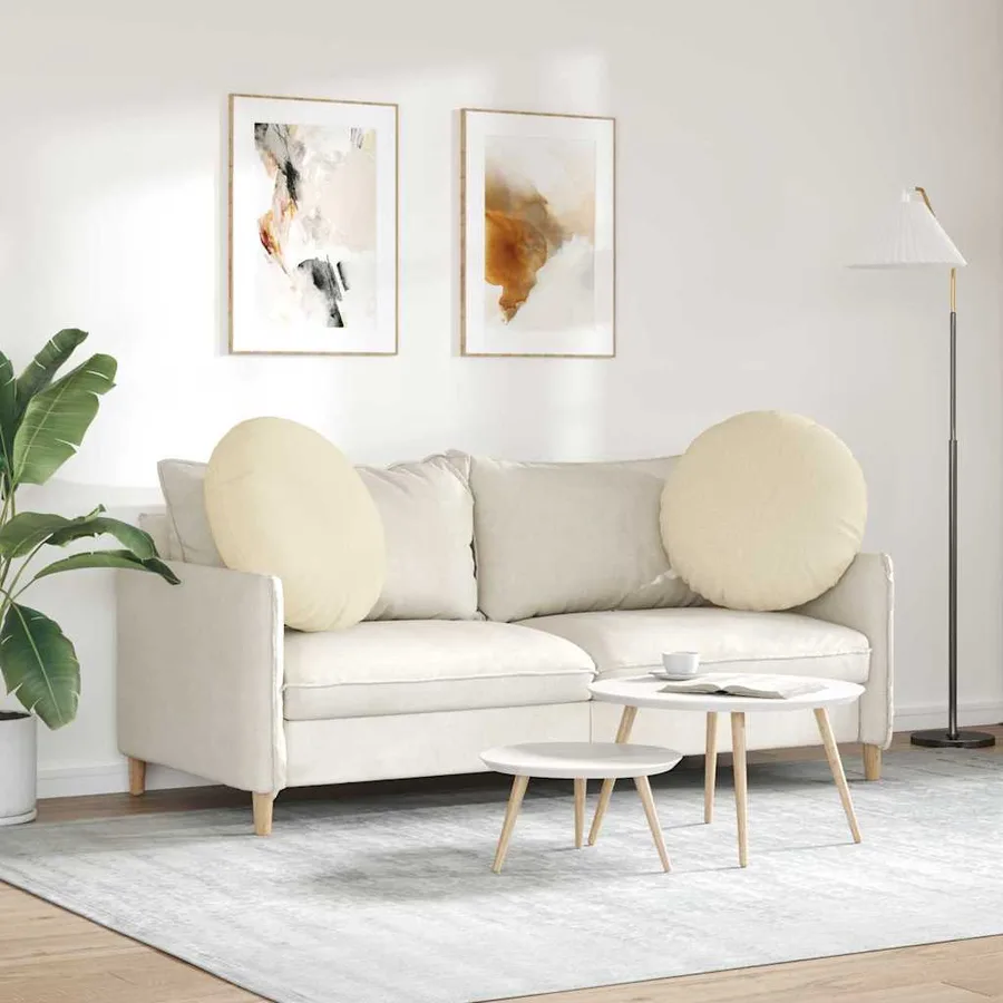 Coussins de siège 2 pcs Crème Ø80 x 29 cm tissu - 4