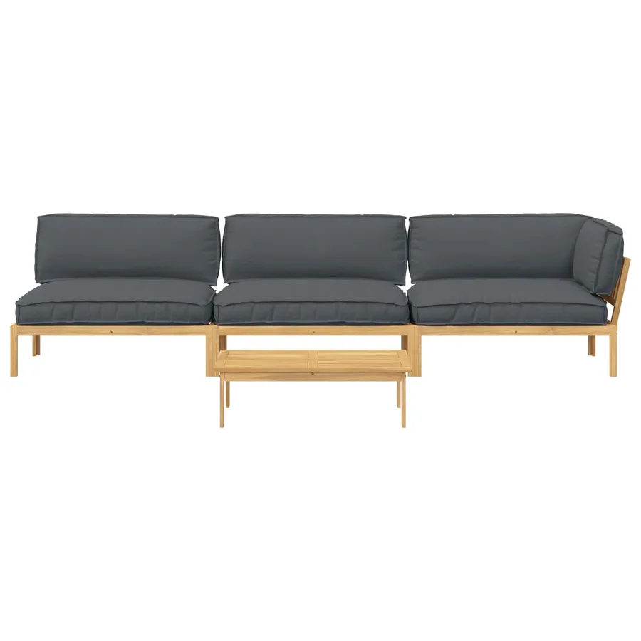 Ensemble de Canapés Uni 4 pcs Anthracite Bois d'Acacia Massif - 8