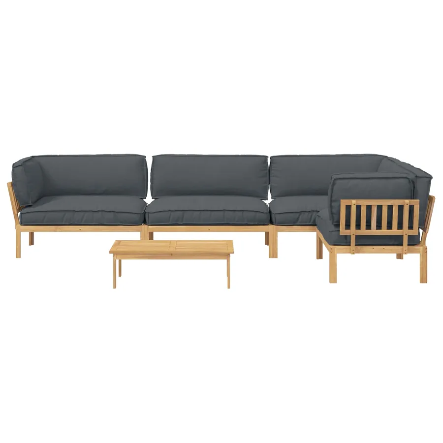 Ensemble de Canapés Uni 5 pcs Anthracite Bois d'Acacia Massif - 8