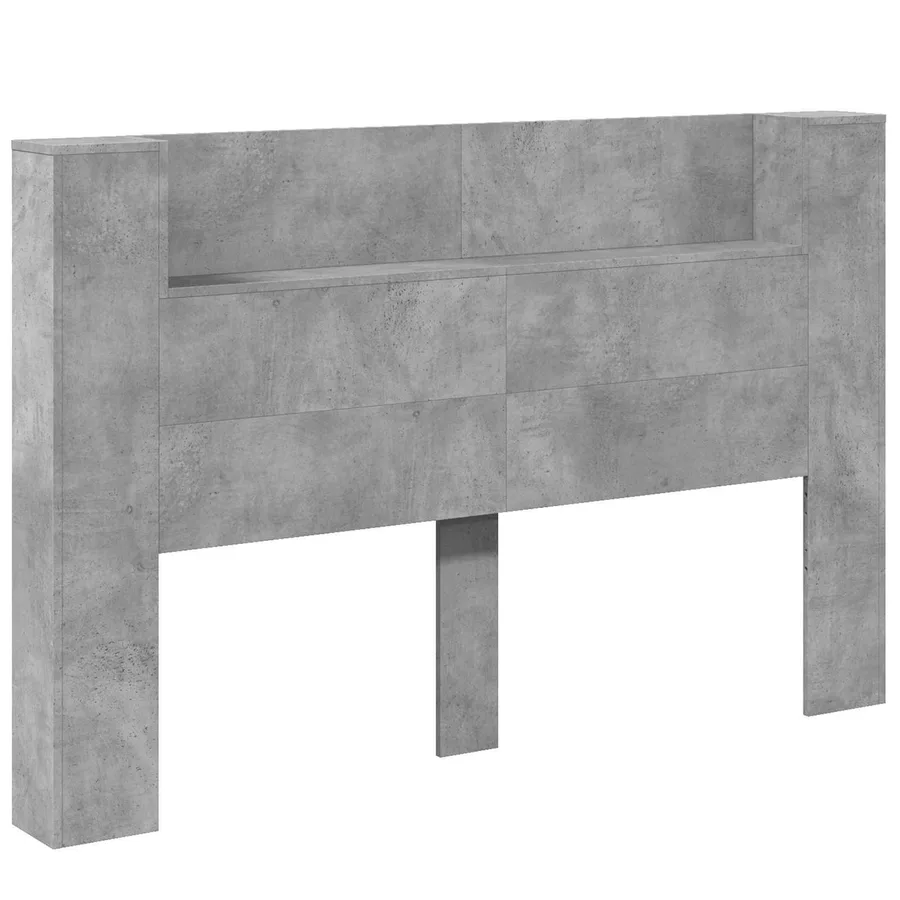 Tête de lit de rangement avec LED Gris béton Bois d'ingénierie - 2