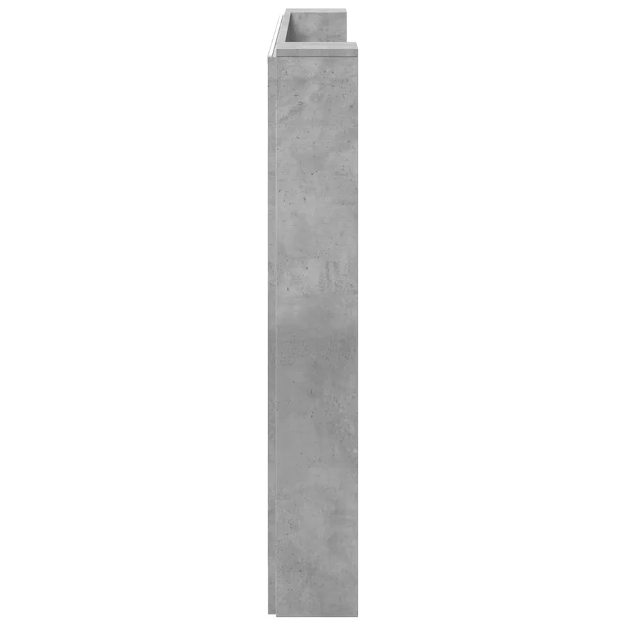 Tête de lit de rangement avec LED Gris béton Bois d'ingénierie - 6