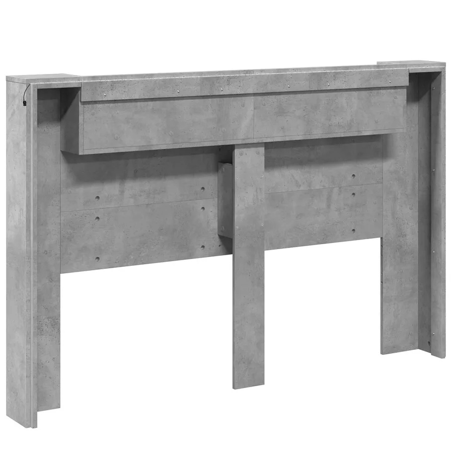 Tête de lit de rangement avec LED Gris béton Bois d'ingénierie - 7