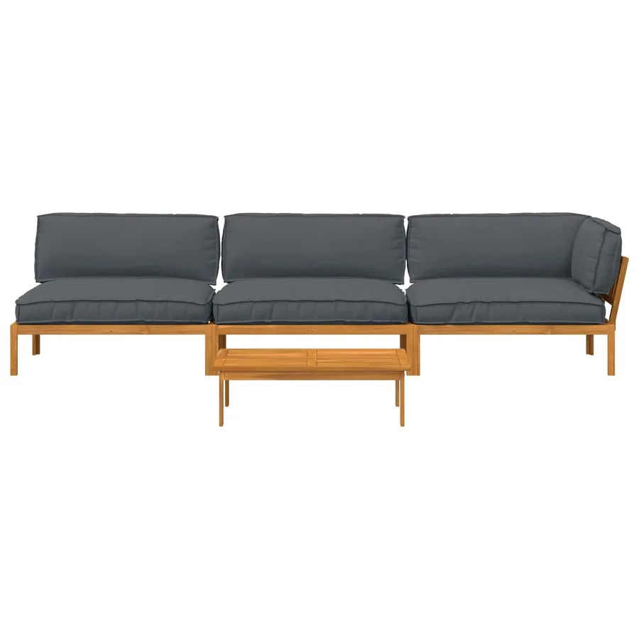 Ensemble de Canapés Uni 4 pcs Anthracite Bois d'Acacia Massif - 8