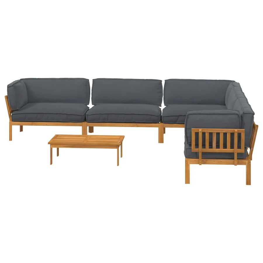 Ensemble de Canapés Uni 6 pcs Anthracite Bois d'Acacia Massif - 10