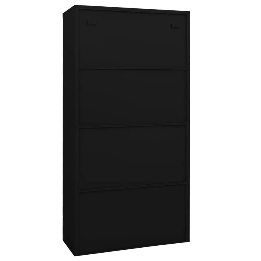 Armoire de bureau Noir 90x40x180 cm Acier et verre trempé - 5