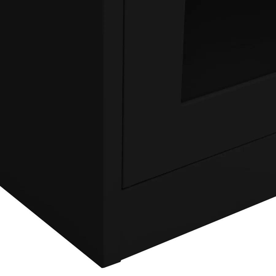 Armoire de bureau Noir 90x40x180 cm Acier et verre trempé - 6