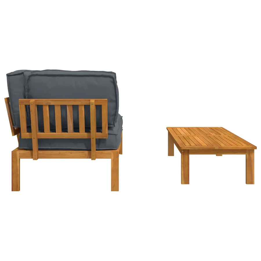 Ensemble de Canapés Uni 2 pcs Anthracite Bois d'Acacia Massif - 10
