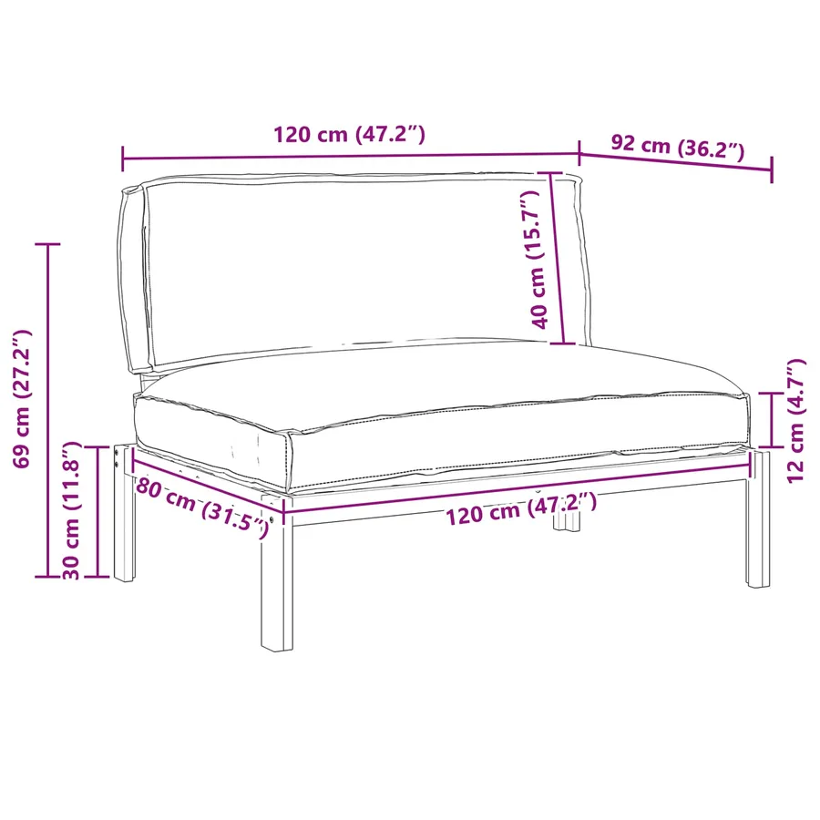 Ensemble de Canapés Taupe 120 x 92 x 69 cm Bois d'Acacia Massif - 12
