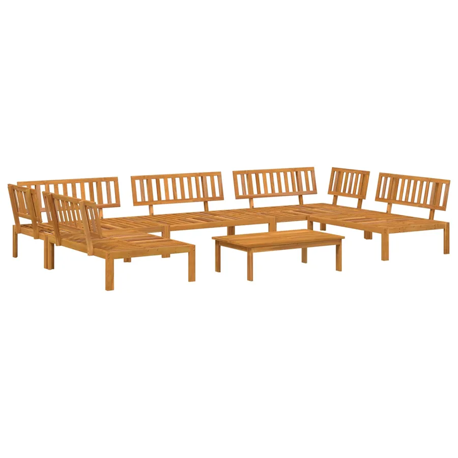 Ensemble de Canapés Uni 6 pcs Beige Bois d'Acacia Massif - 3