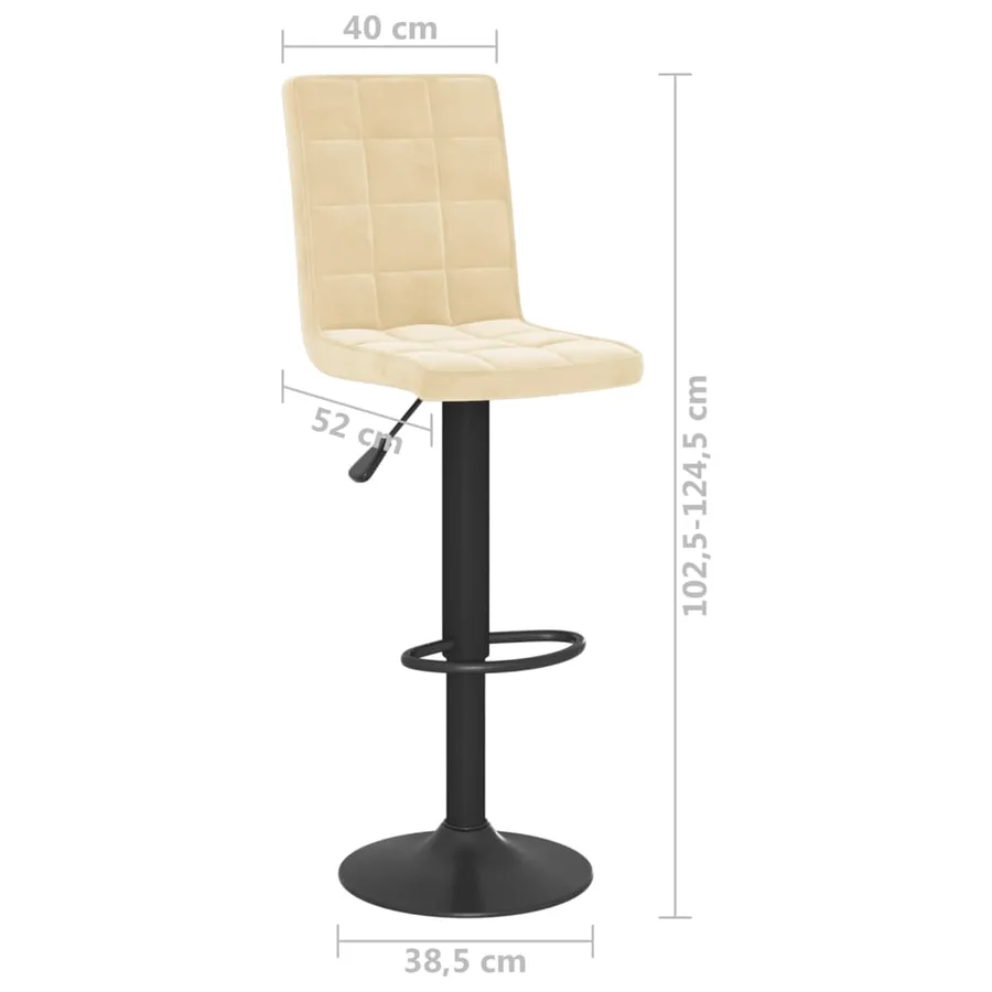 Tabourets de bar lot de 2 crème velours - 10
