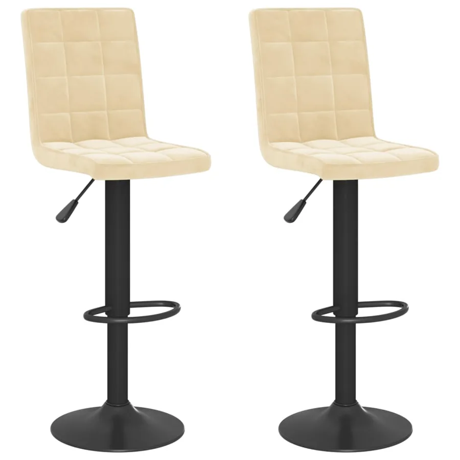 Tabourets de bar lot de 2 crème velours - 2